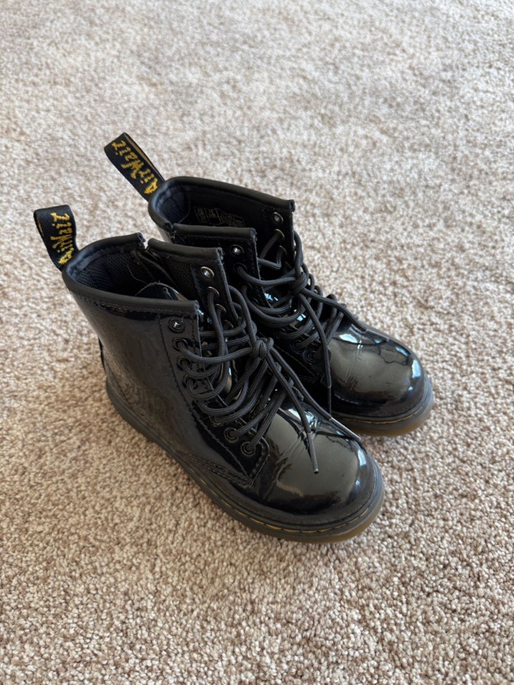 Dr. Martens Toddler Black Patent Lace-Up Boots Size 11